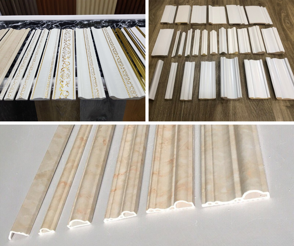 Các mẫu phào chỉ PU, PVC, PS đa dạng dùng trong trang trí nội thất.