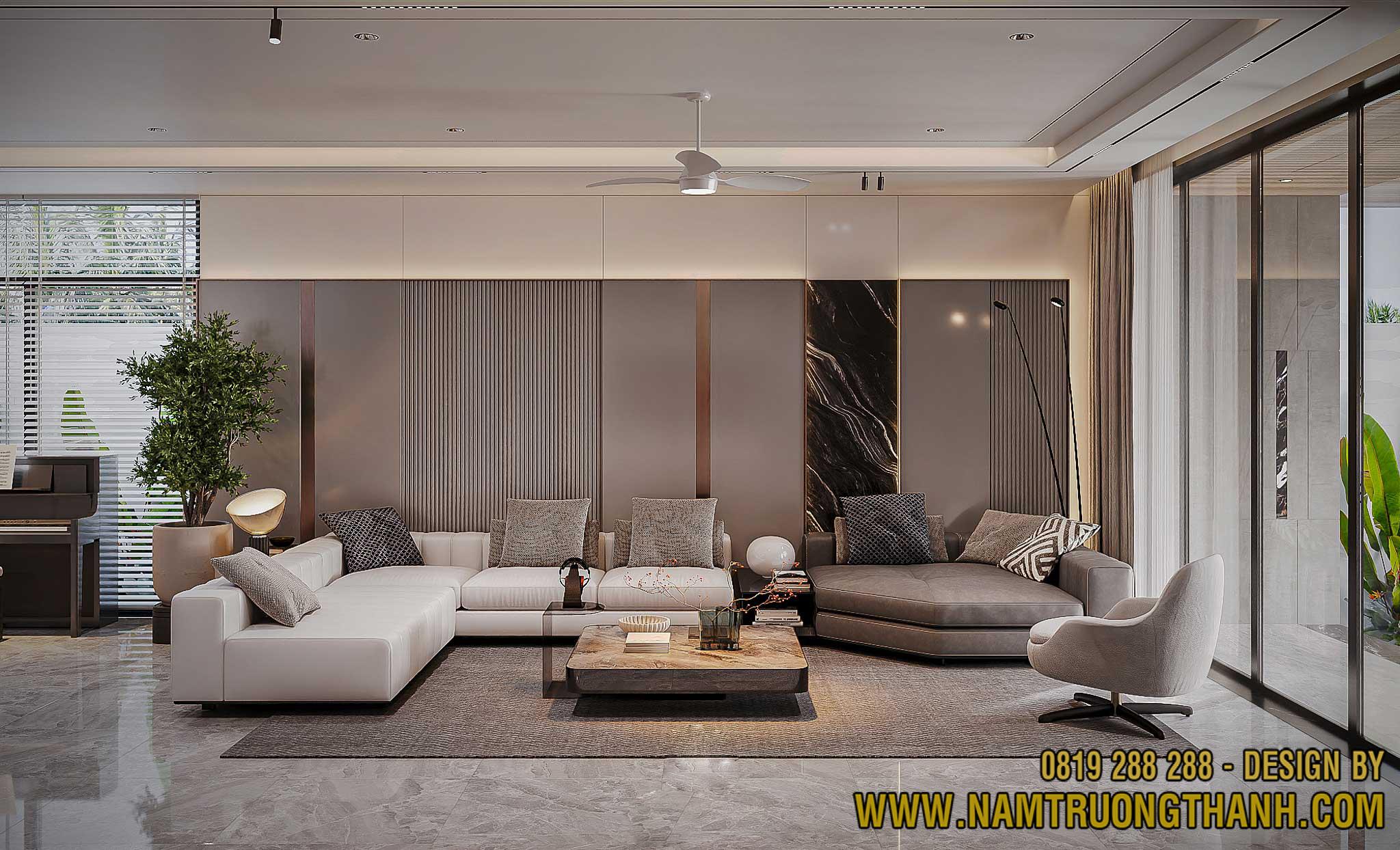 Thiết kế nội thất phòng khách hiện đại sang trọng